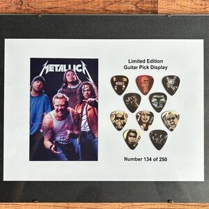 Metallica signed limited edition guitar pick display /250